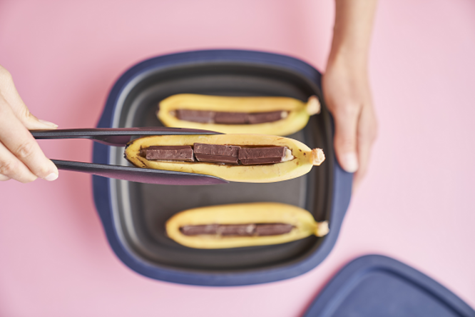 Tupperware Grillede Bananer Med Smeltet Sjokolade 