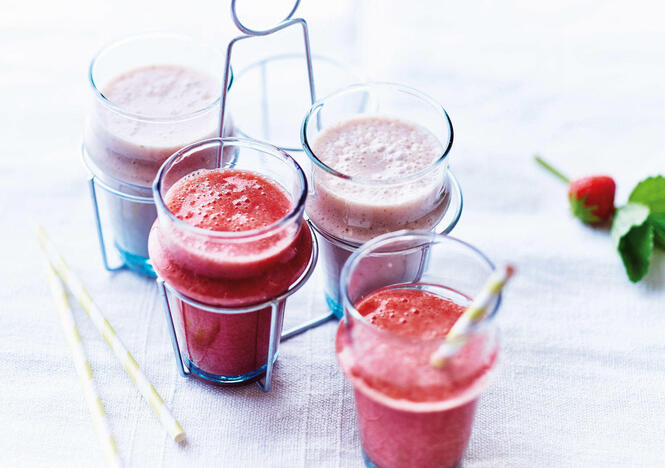 Tupperware Smoothie med fersken, bringebær og eple 